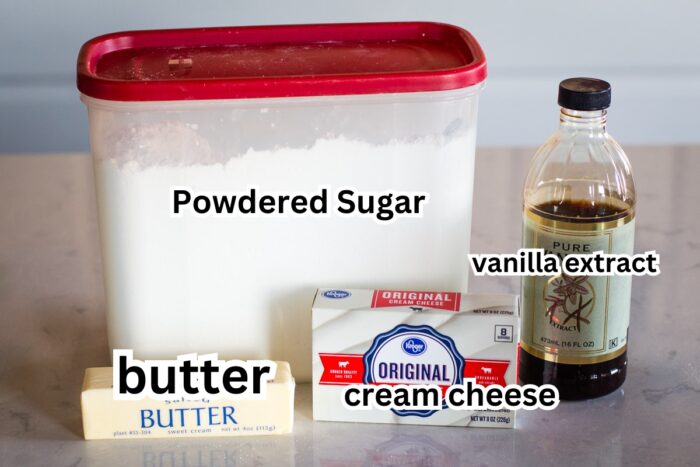 ingredients to make cream cheese frosting