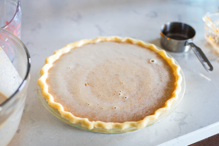 pie filling in unbaked pie shell