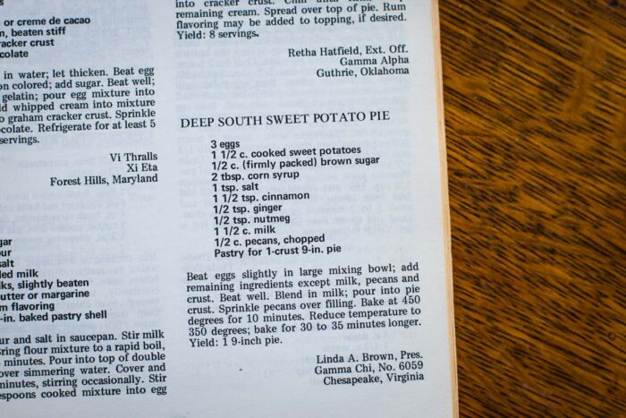vintage recipe in cookbook