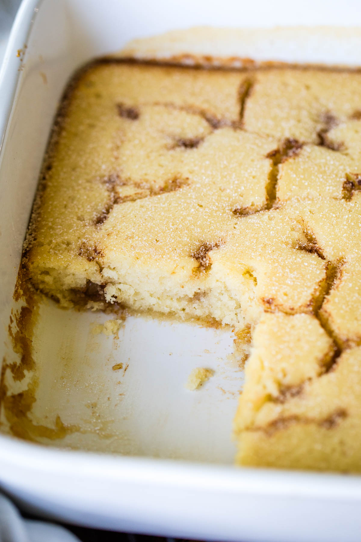pineapple coffee cake in square baking pan