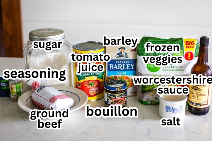 ingredients to make vegetable beef soup