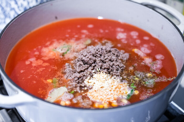 mixed ingredients in large stockpot