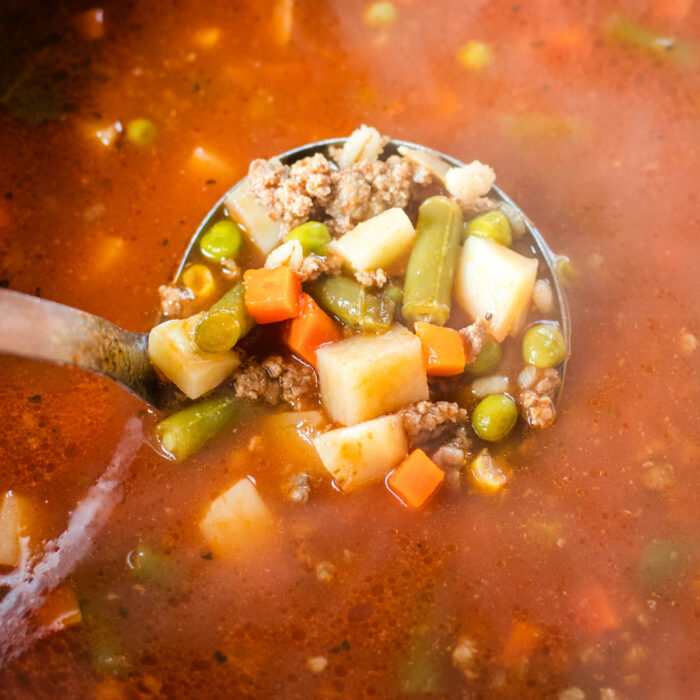 soup simmering in stockpot