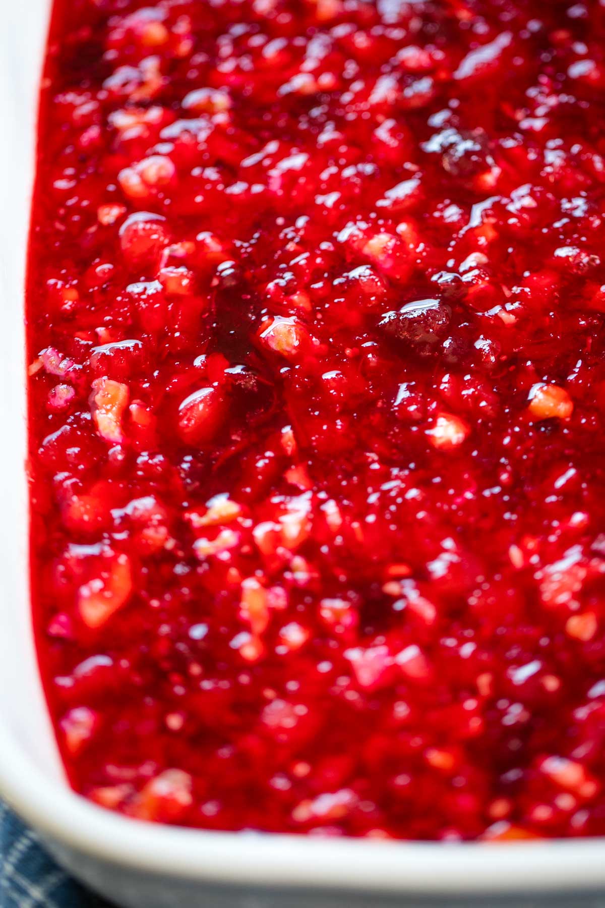 set cranberry salad in dish