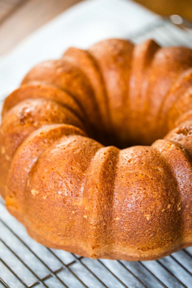 pound cake removed from bundt pan
