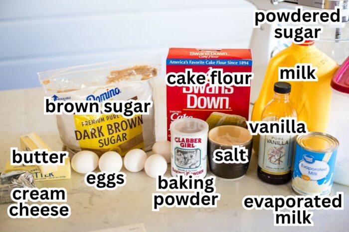 ingredients to make brown sugar pound cake