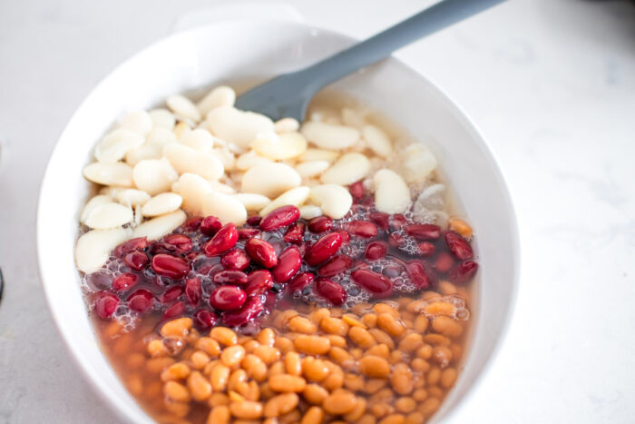 ingredients in large casserole dish
