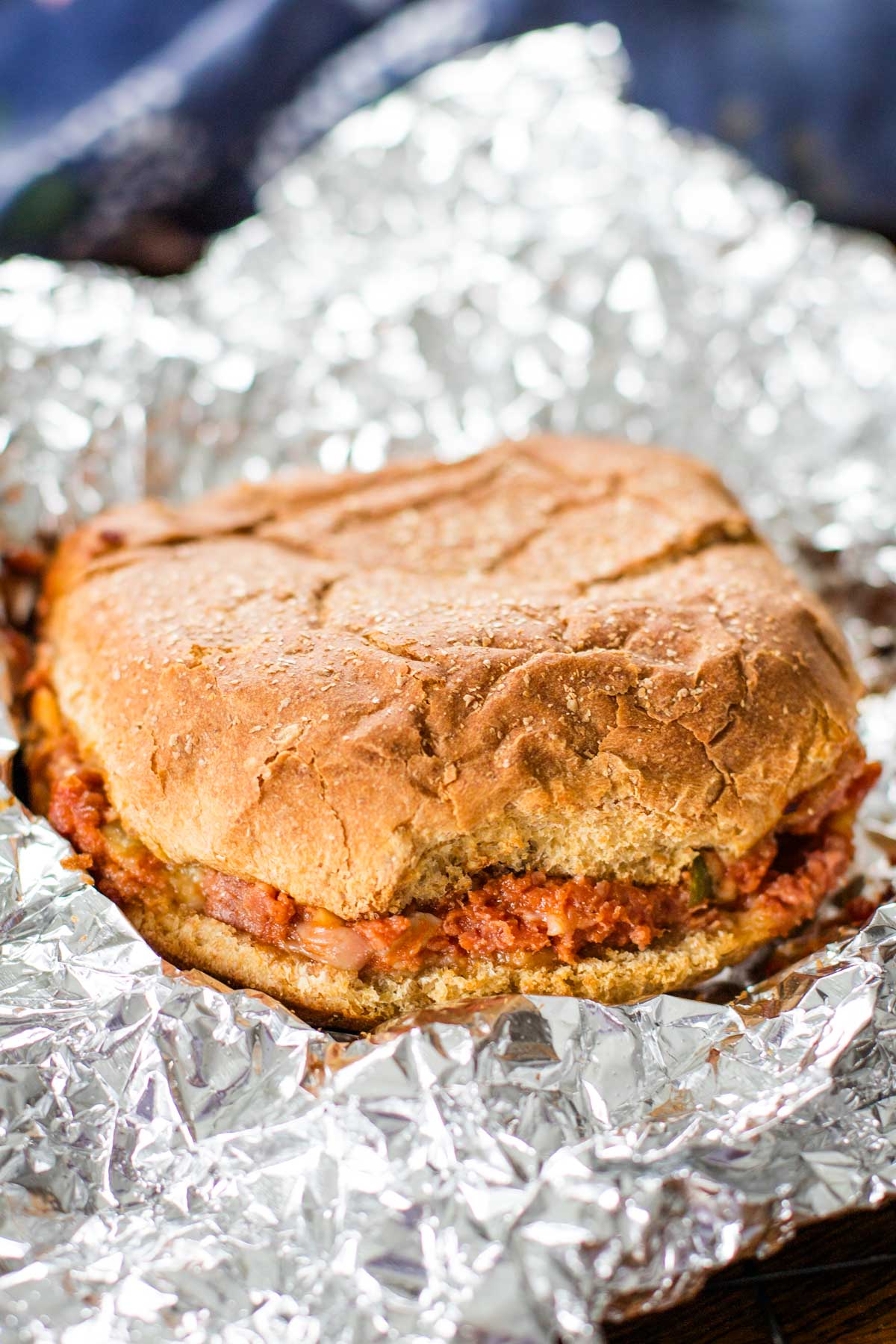 corned beef sandwich in foil