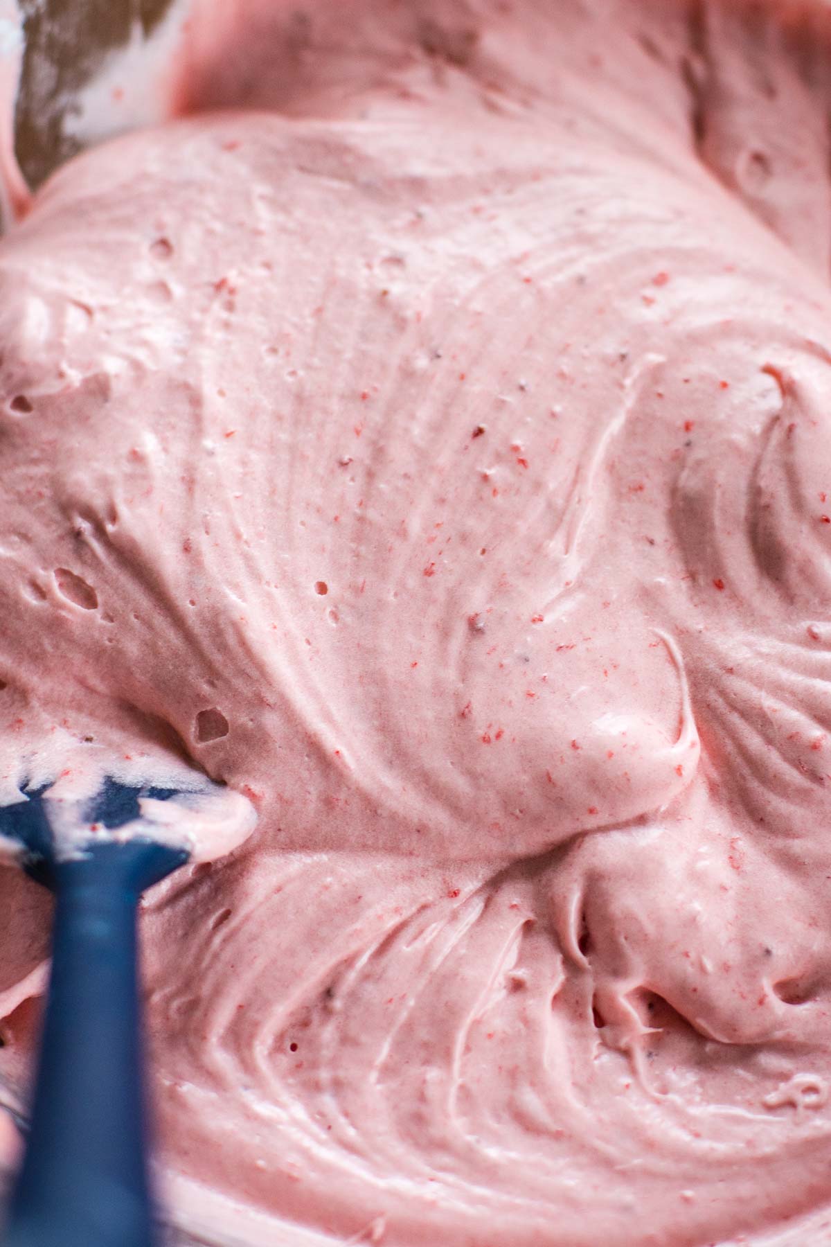 whipped strawberry frosting in bowl