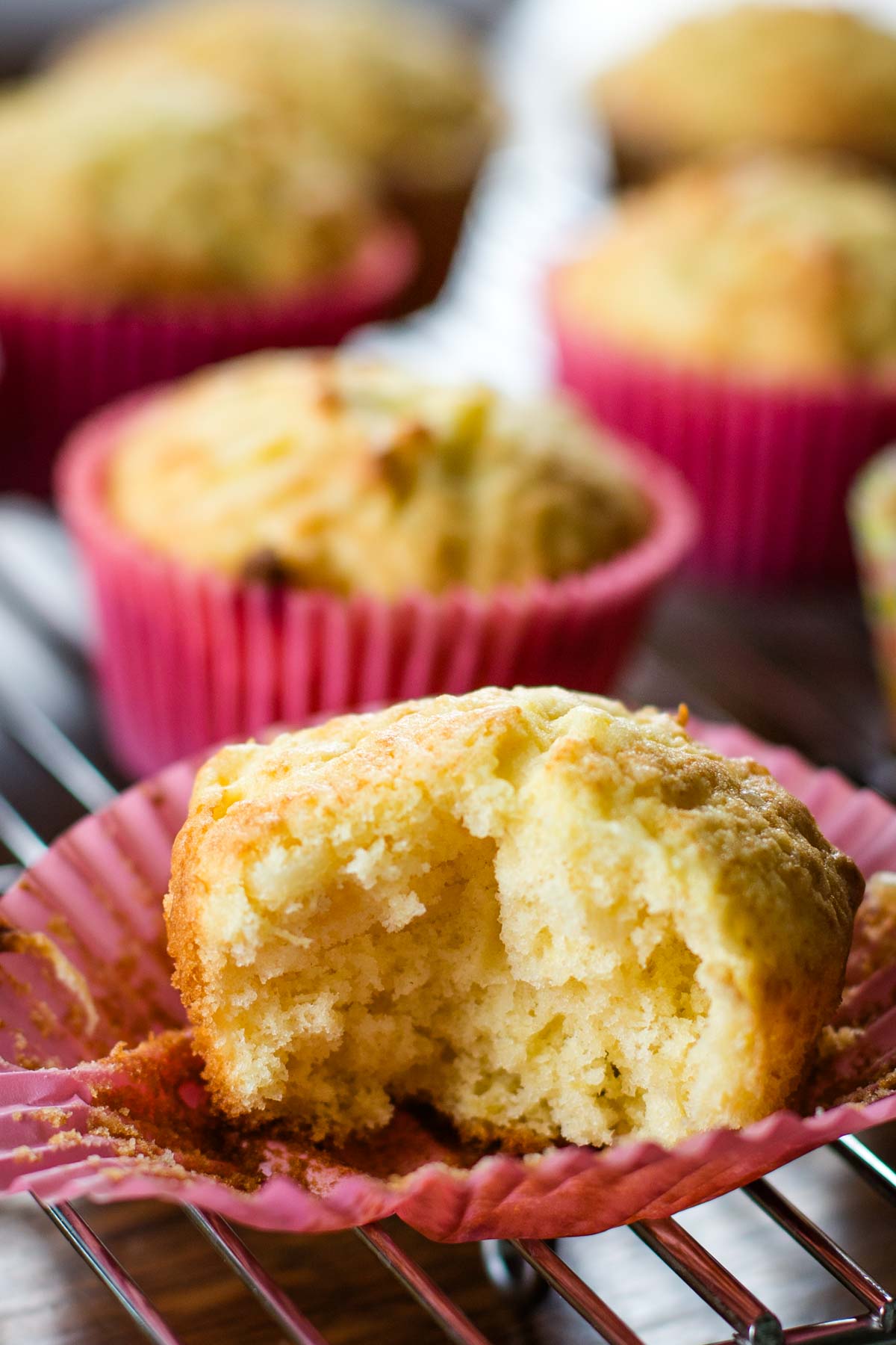 pineapple muffins on cooling rack