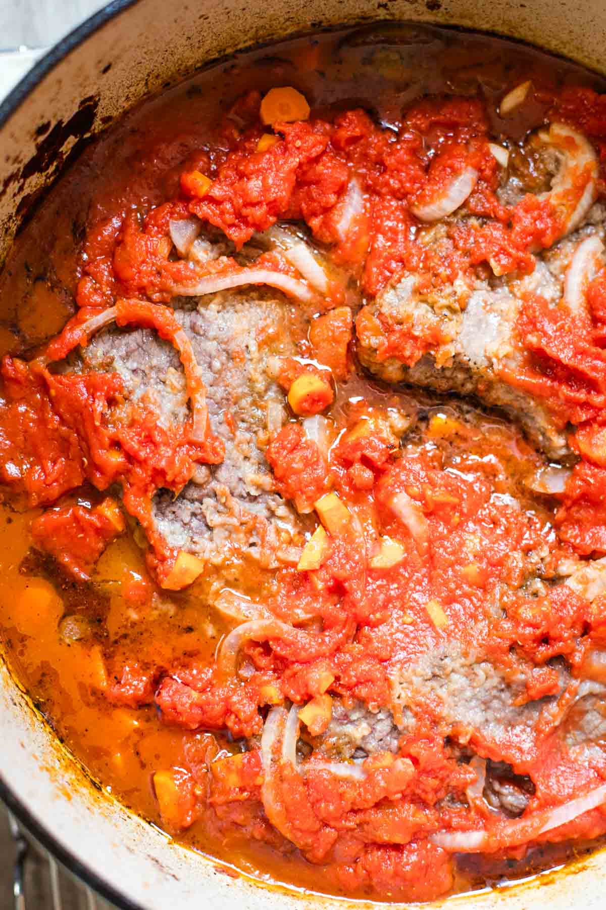 close up of finished swiss steak recipe